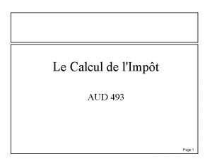 Le Calcul de lImpt AUD 493 Page 1