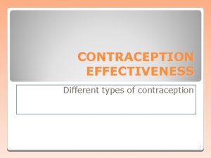 CONTRACEPTION EFFECTIVENESS Different types of contraception 1 ABSTINENCE