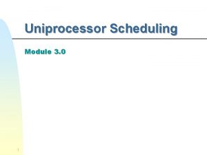 Uniprocessor Scheduling Module 3 0 1 CPU Scheduling