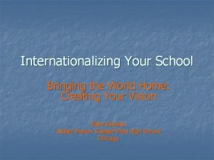 Internationalizing Your School Bringing the World Home Creating