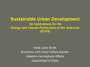 Sustainable Urban Development Its implications for the Energy