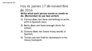 Para Empezar 15 Hoy es jueves 17 de