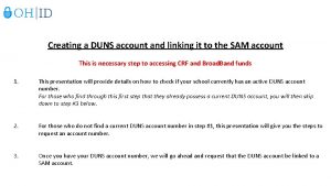 Creating a DUNS account and linking it to