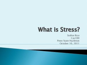 What is Stress Stefen Rice Cas 100 Penn