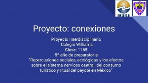 Proyecto conexiones Proyecto interdisciplinario Colegio Williams Clave 1165