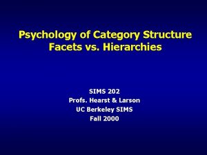 Psychology of Category Structure Facets vs Hierarchies SIMS