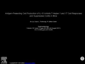 AntigenPresenting Cell Production of IL10 Inhibits THelper 1