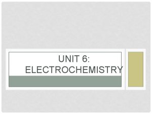 UNIT 6 ELECTROCHEMISTRY REDOX REACTIONS Redox is short