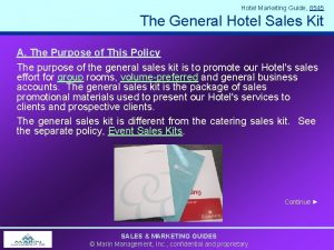 Hotel Marketing Guide 8545 The General Hotel Sales