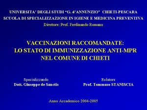 UNIVERSITA DEGLI STUDI G dANNUNZIO CHIETIPESCARA SCUOLA DI