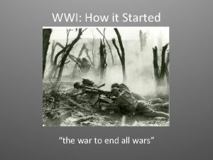 WWI How it Started the war to end