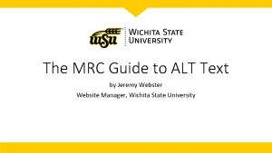 The MRC Guide to ALT Text by Jeremy