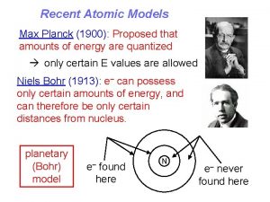 Recent Atomic Models Max Planck 1900 Proposed that