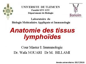 UNIVERSITE DE TLEMCEN Facult SNVSTU Dpartement de Biologie