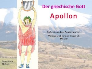 Der griechische Gott Apollon Referat aus dem Deutschen