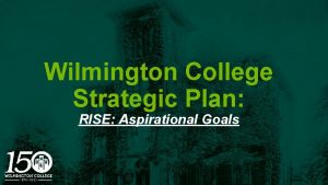 Wilmington College Strategic Plan RISE Aspirational Goals Wilmington