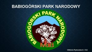 BABIOGRSKI PARK NARODOWY Wiktoria Rykowska kl VIId GDZIE