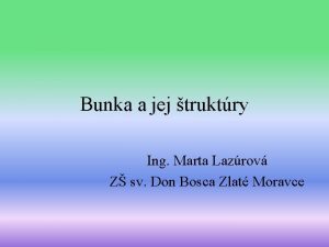 Bunka a jej truktry Ing Marta Lazrov Z