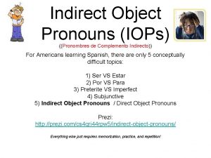 Indirect Object Pronouns IOPs Pronombres de Complemento Indirecto