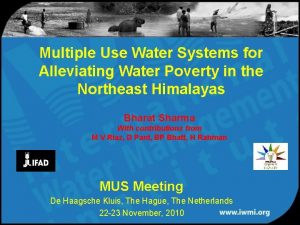 Multiple Use Water Systems for Alleviating Water Poverty