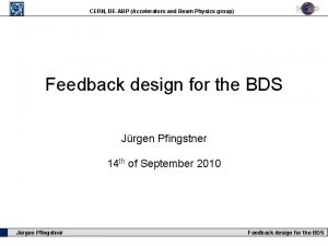 CERN BEABP Accelerators and Beam Physics group Feedback