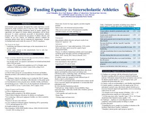 Funding Equality in Interscholastic Athletics Aaron Willoughby Steve