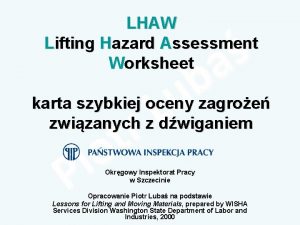 LHAW Lifting Hazard Assessment Worksheet karta szybkiej oceny