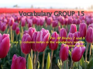 Vocabulary GROUP 15 PreAP Blocks 2 and 8