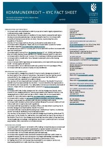 KOMMUNEKREDIT KYC FACT SHEET THE CREDIT ASSOCIATION FOR