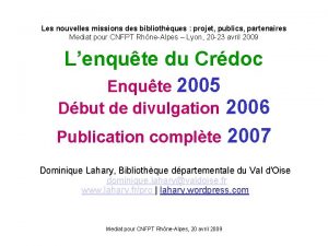 Les nouvelles missions des bibliothques projet publics partenaires