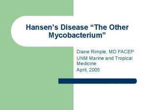 Hansens Disease The Other Mycobacterium Diane Rimple MD