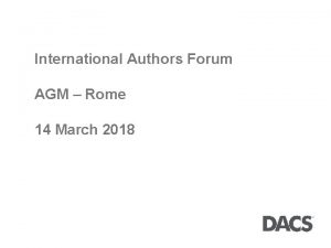 International Authors Forum AGM Rome 14 March 2018