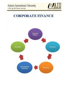 CORPORATE FINANCE Corporate Finance Decisions Administration operations Inversion