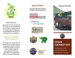 Special Thanks Spring Cleanup Thank you to businesses