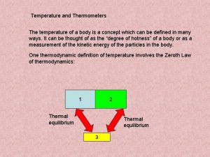 Temperature and Thermometers The temperature of a body