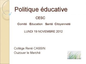 Politique ducative CESC Comit Education Sant Citoyennet LUNDI
