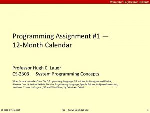 Carnegie Mellon Worcester Polytechnic Institute Programming Assignment 1