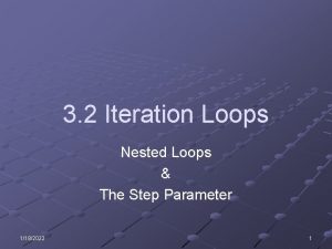 3 2 Iteration Loops Nested Loops The Step