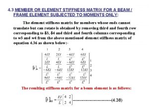 4 3 MEMBER OR ELEMENT STIFFNESS MATRIX FOR