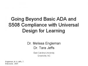Going Beyond Basic ADA and S 508 Compliance