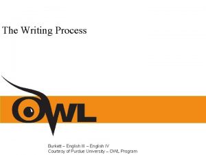 The Writing Process Burkett English III English IV