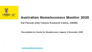 Australian Homelessness Monitor 2020 Hal Pawson City Futures