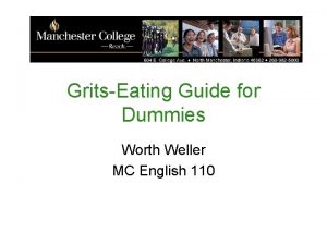 GritsEating Guide for Dummies Worth Weller MC English