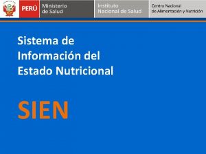 Sistema de Informacin del Estado Nutricional SIEN Configuracin