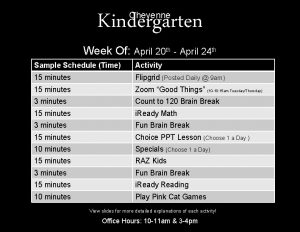 Kindergarten Cheyenne Week Of April 20 th April