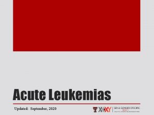 Acute Leukemias Updated September 2020 TOPIC SLIDE ACUTE