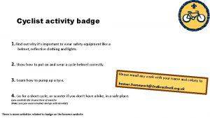 Cyclist activity badge 1 Find out why its