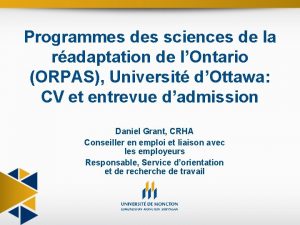 Programmes des sciences de la radaptation de lOntario