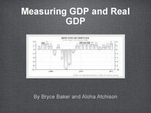 Measuring GDP and Real GDP By Bryce Baker