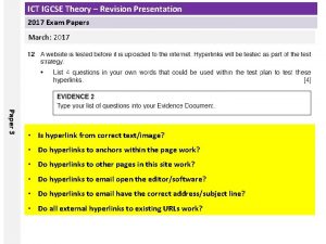 ICT IGCSE Theory Revision Presentation 2017 Exam Papers